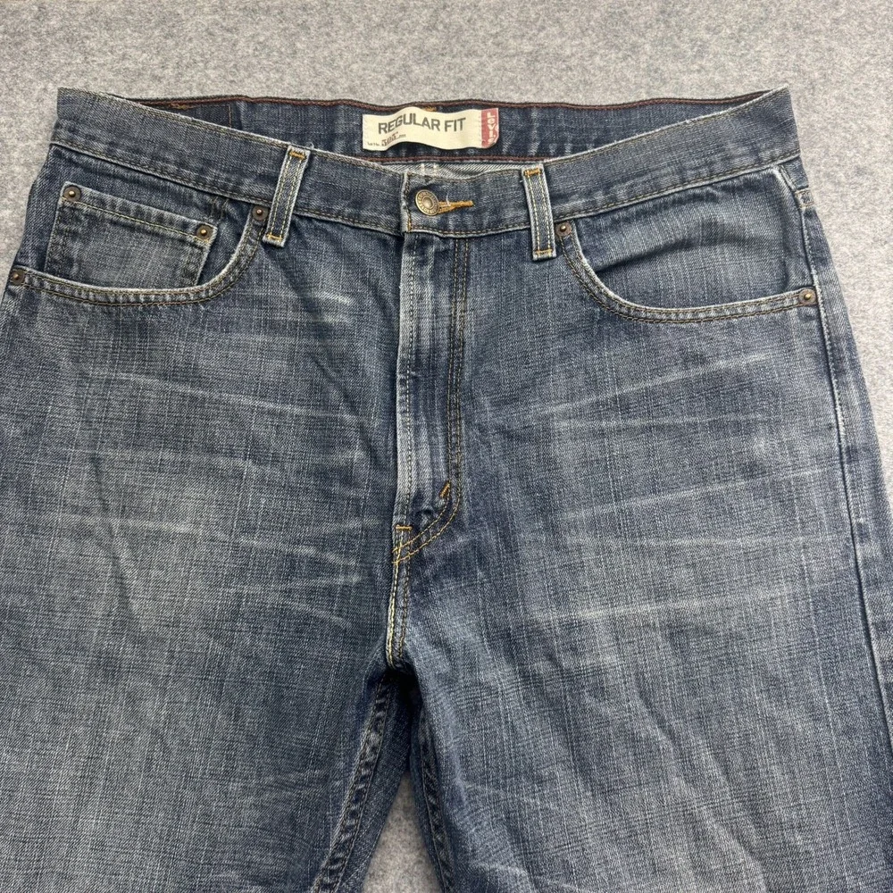 Vintage Y2K Levis 505 Jeans Mens 36x32 Blue Straight Leg Denim  Whiskers Fading